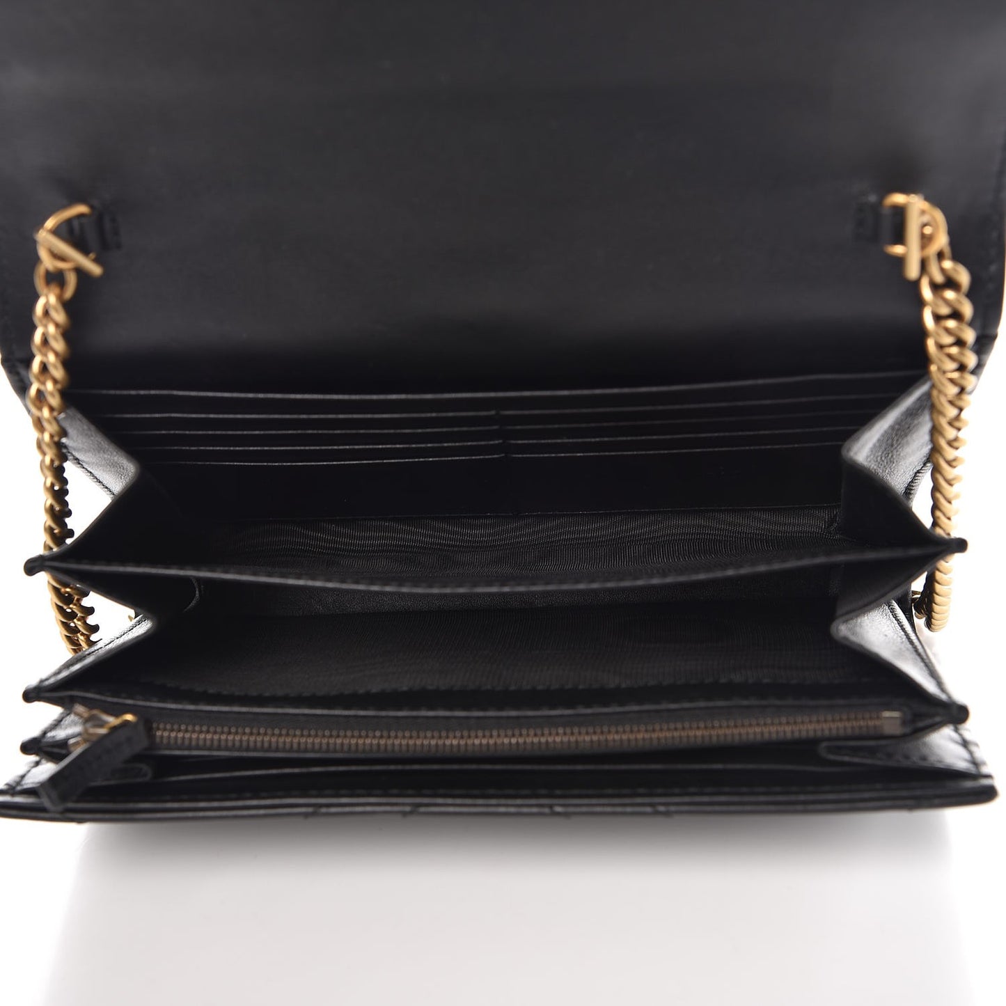 Calfskin Matelasse GG Marmont Chain Wallet Black