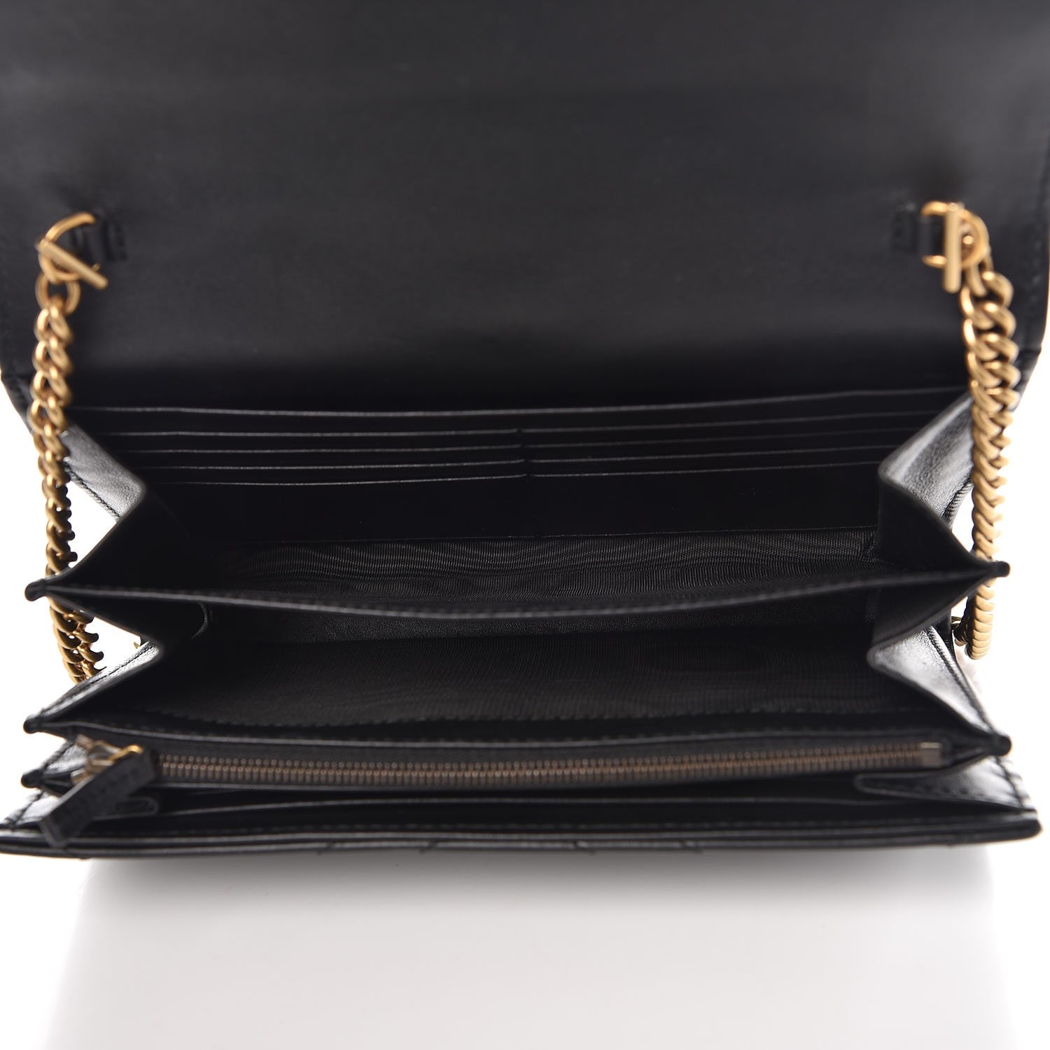 Gucci Calfskin Matelasse GG Marmont Chain Wallet Black 5 of 7