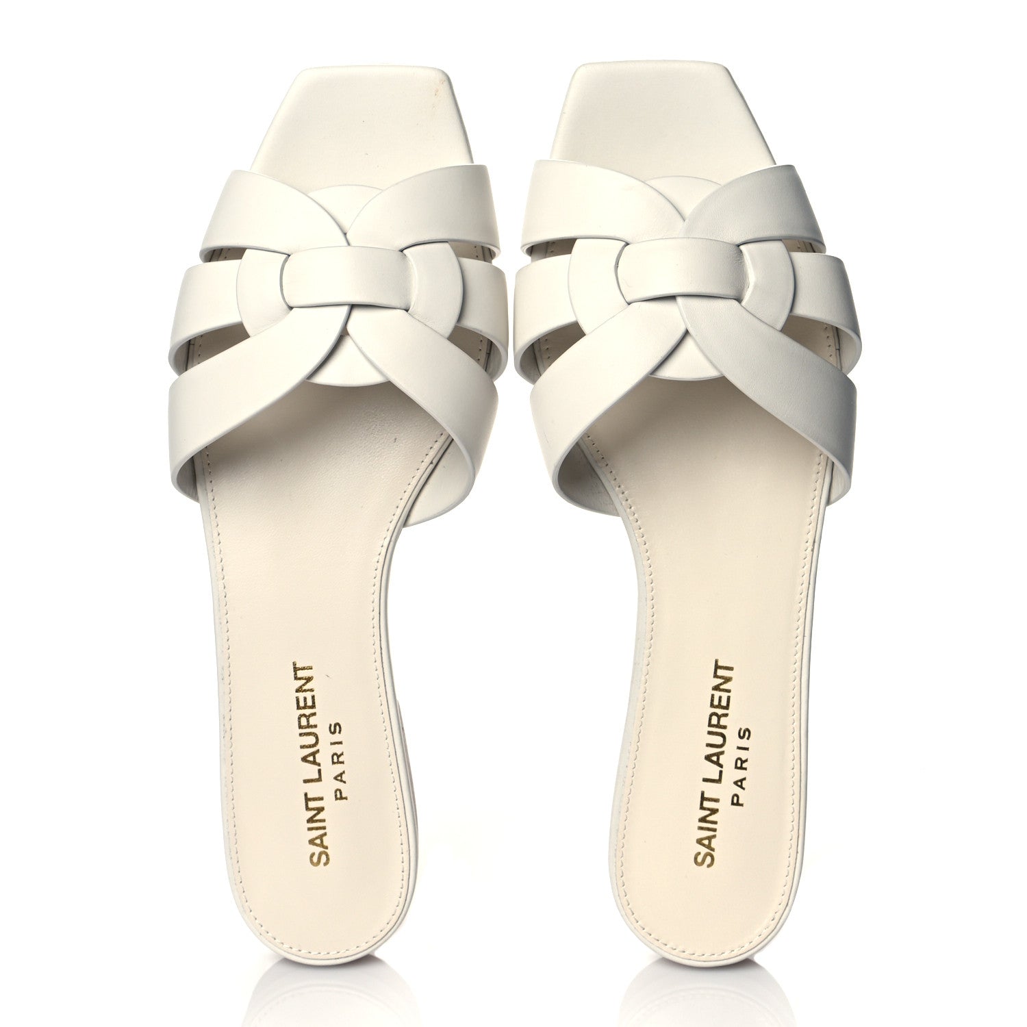 Saint Laurent Calfskin Tribute 05 Slide Sandals 36.5 White 5 of 12