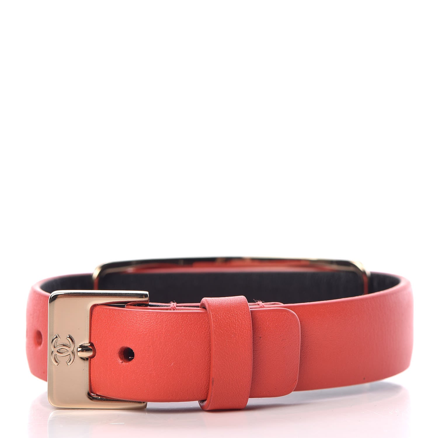 Chanel Calfskin Logo Buckle Bracelet Red 3 of 4