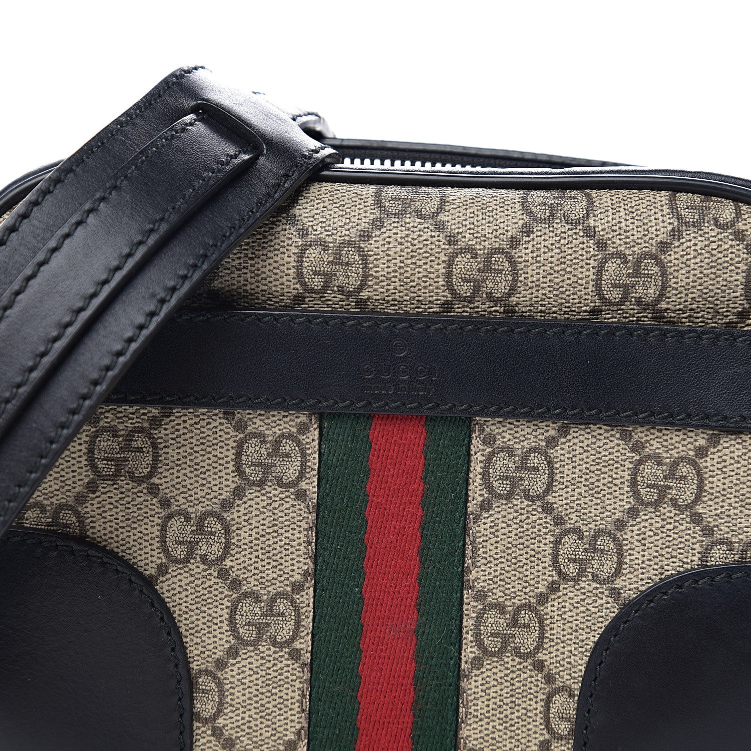 Gucci GG Supreme Monogram Web Small Shoulder Bag Black 9 of 9