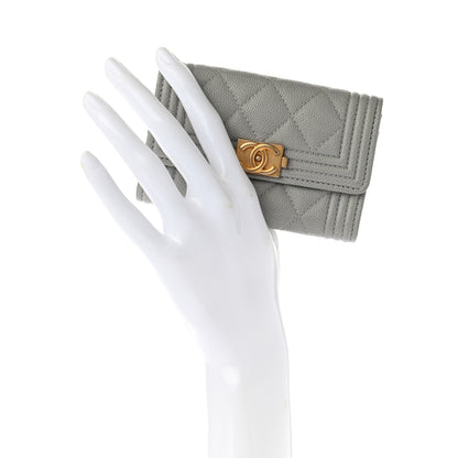 Chanel Caviar Quilted Boy Flap Card Holder Grey 2 of 9