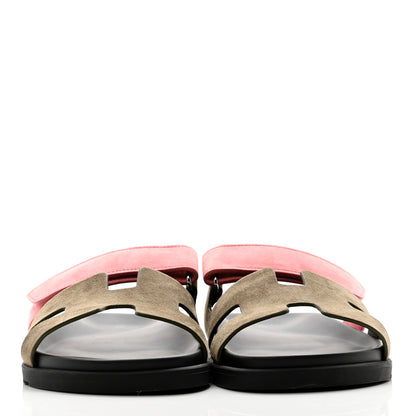 Hermes Suede Goatskin Womens Chypre Sandals 41 Toundra Rose Du Desert 2 of 9