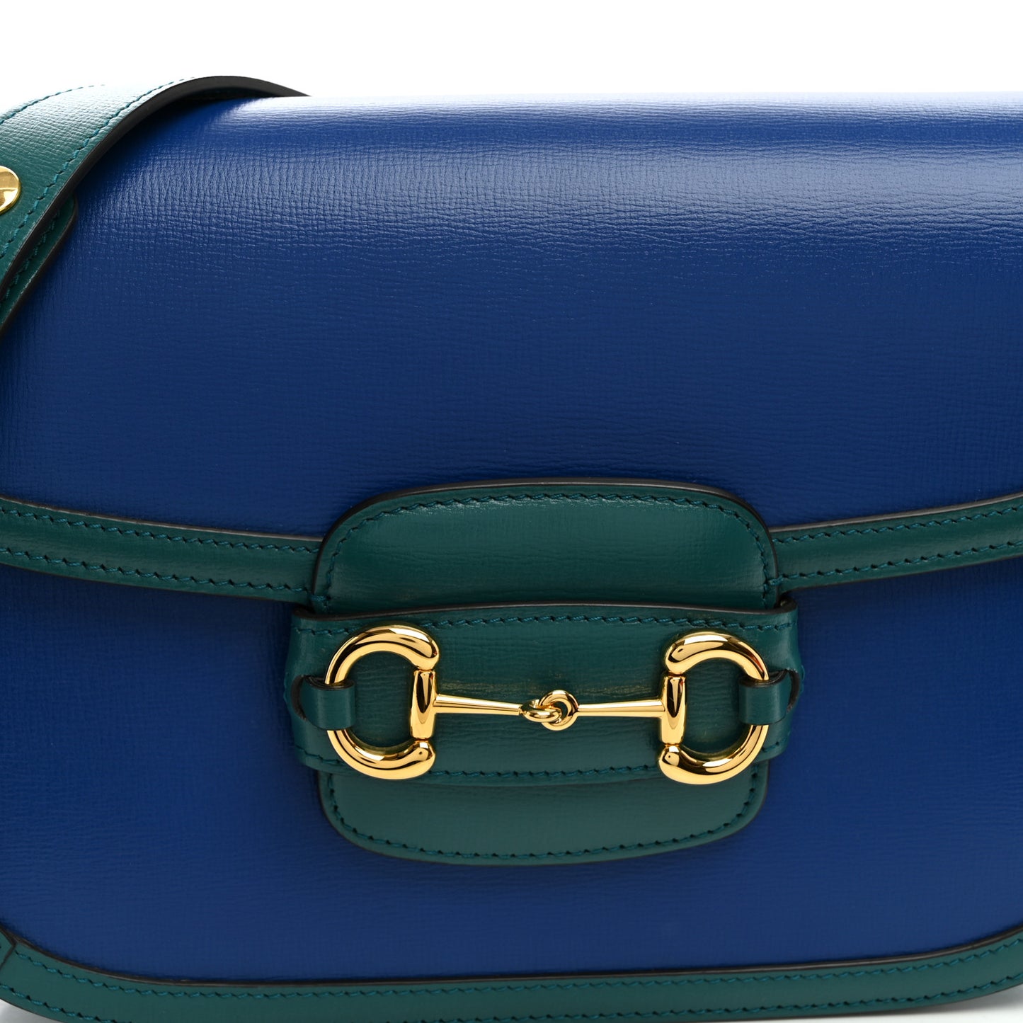Azalea Calfskin Horsebit 1955 Shoulder Bag Imperial Blue Pavone