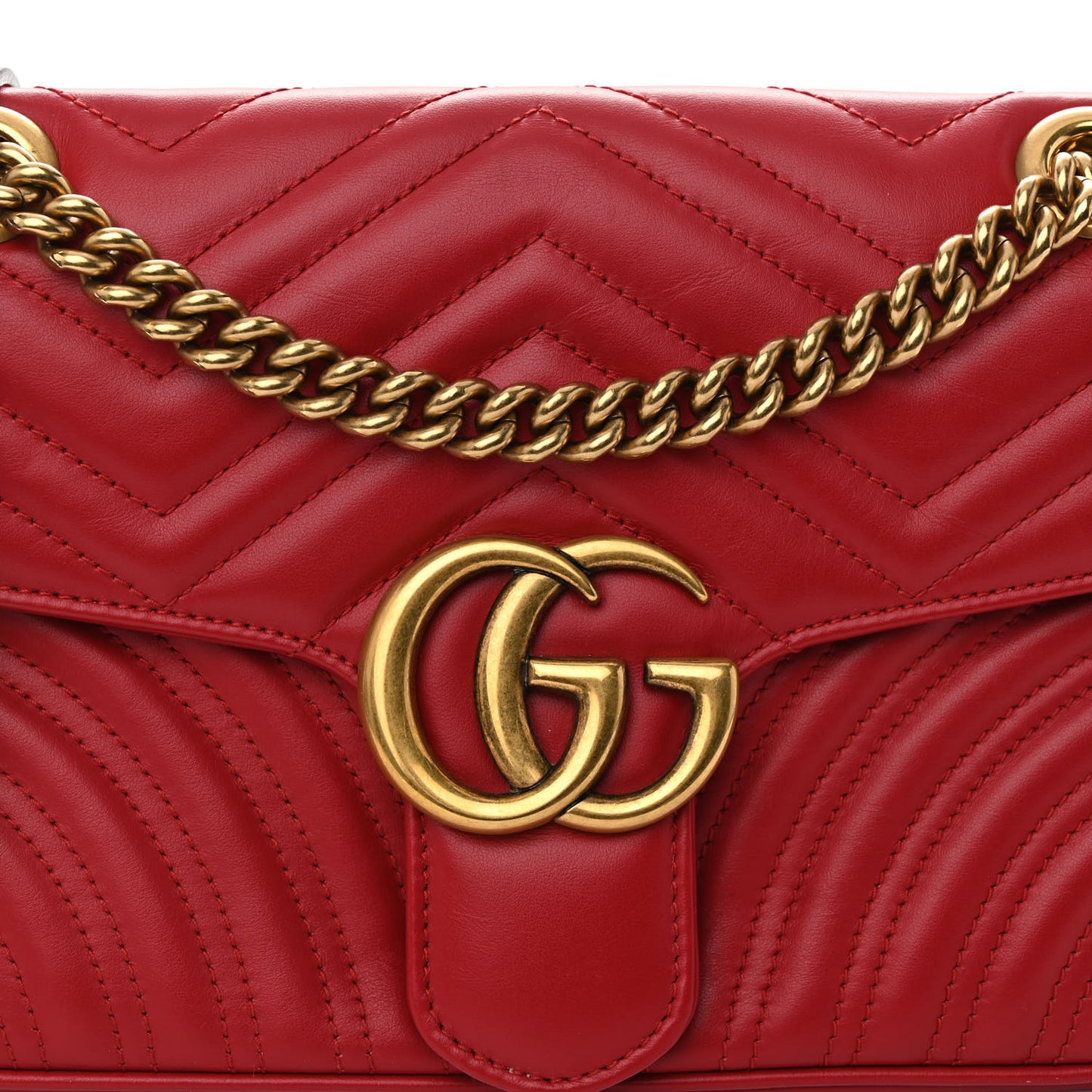Calfskin Matelasse Small GG Marmont Shoulder Bag Hibiscus Red