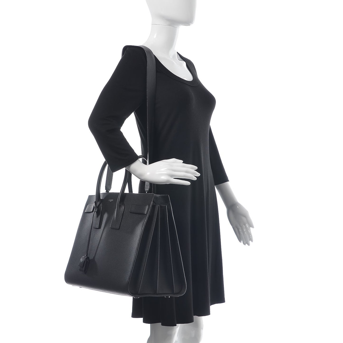 Grained Calfskin Large Sac De Jour Carryall Black