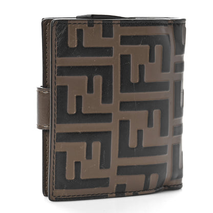 Fendi Vitello Soft F is Fendi Bi-Color FF 1974 Embossed Compact Wallet Maya Black 3 of 9