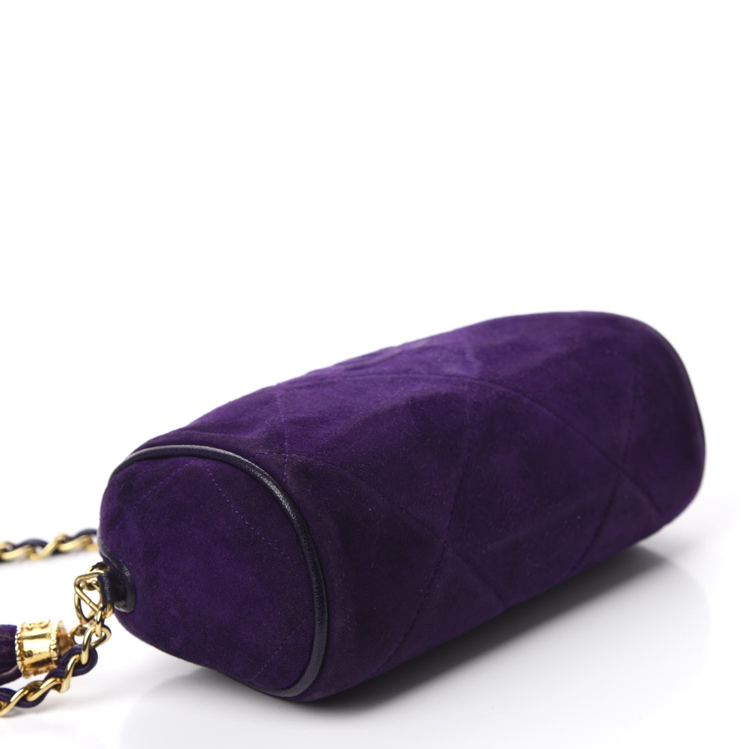 Chanel Suede Quilted Small Tassel Shoulder Bag Purple 4 of 11