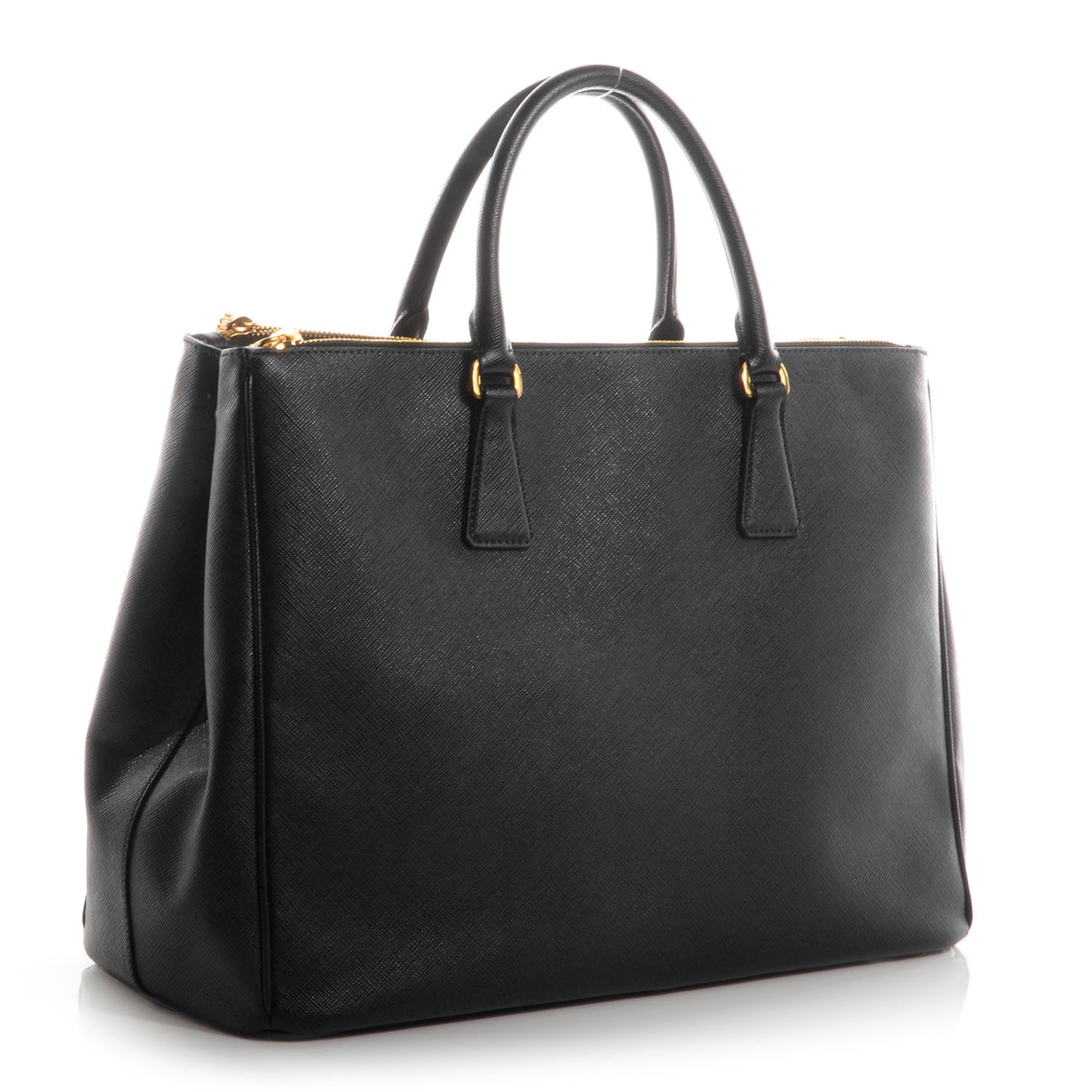 Saffiano Lux Large Double Zip Tote Nero Black