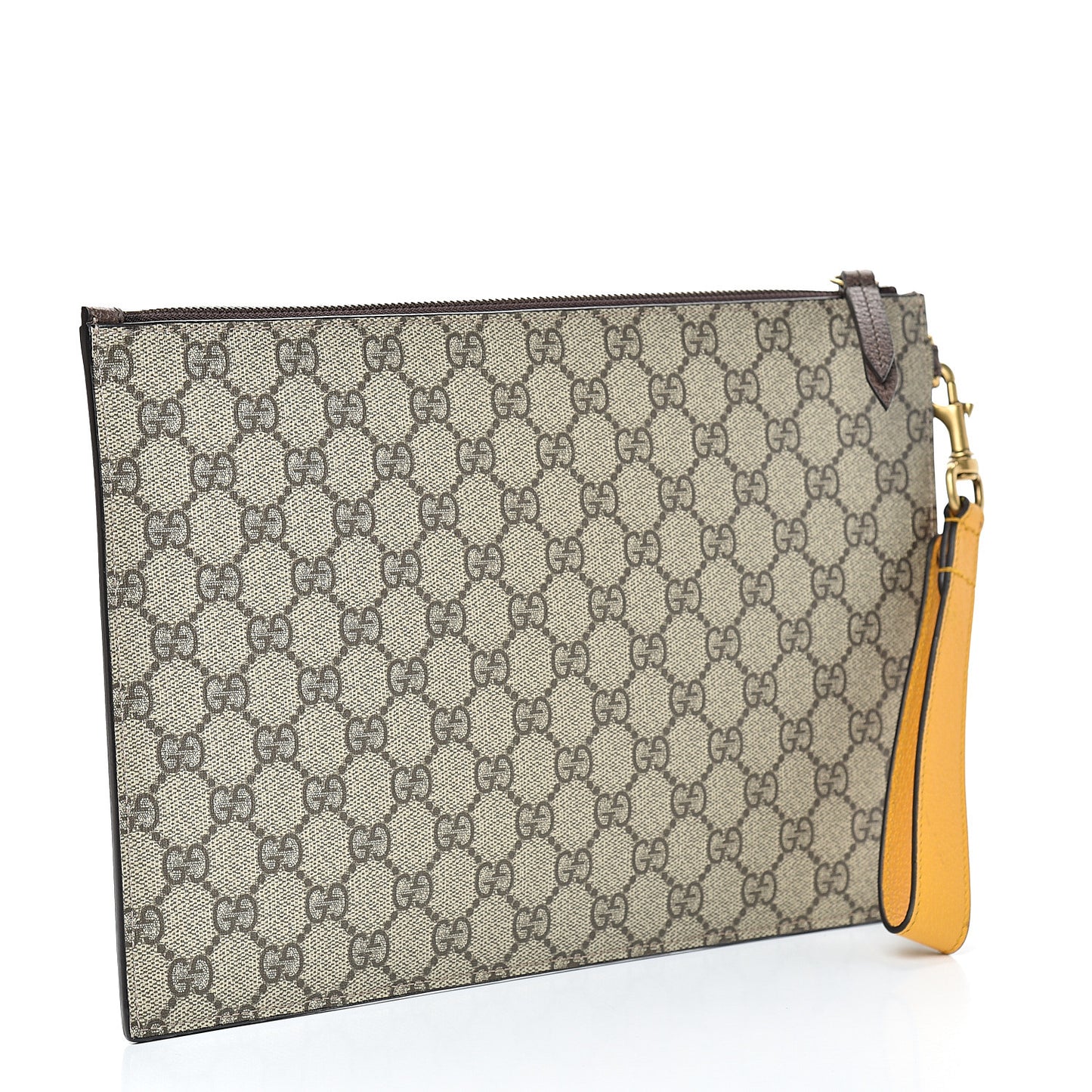 GG Supreme Monogram Neo Vintage Zip Wristlet Pouch Beige New Acero Crop