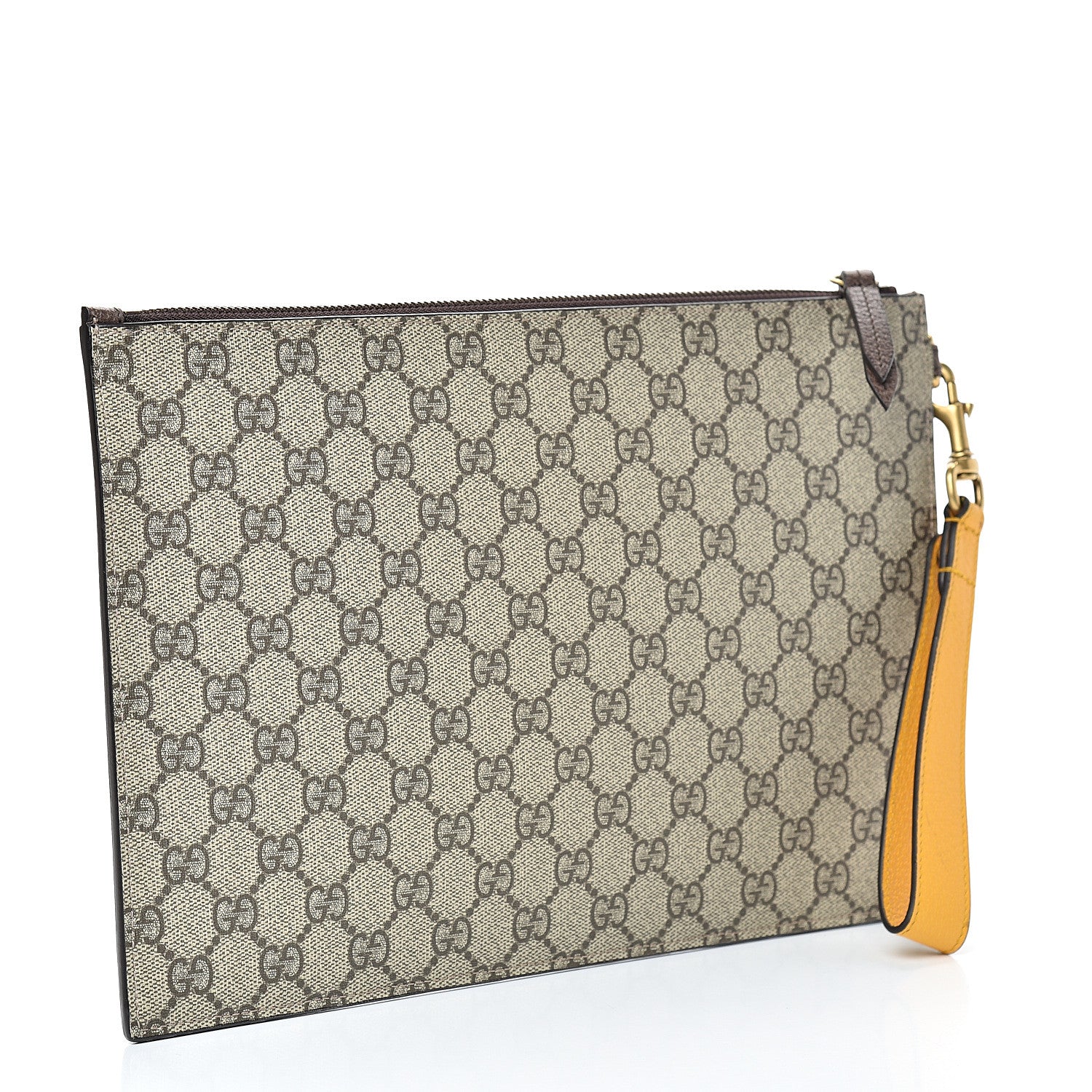 Gucci GG Supreme Monogram Neo Vintage Zip Wristlet Pouch Beige New Acero Crop 2 of 8