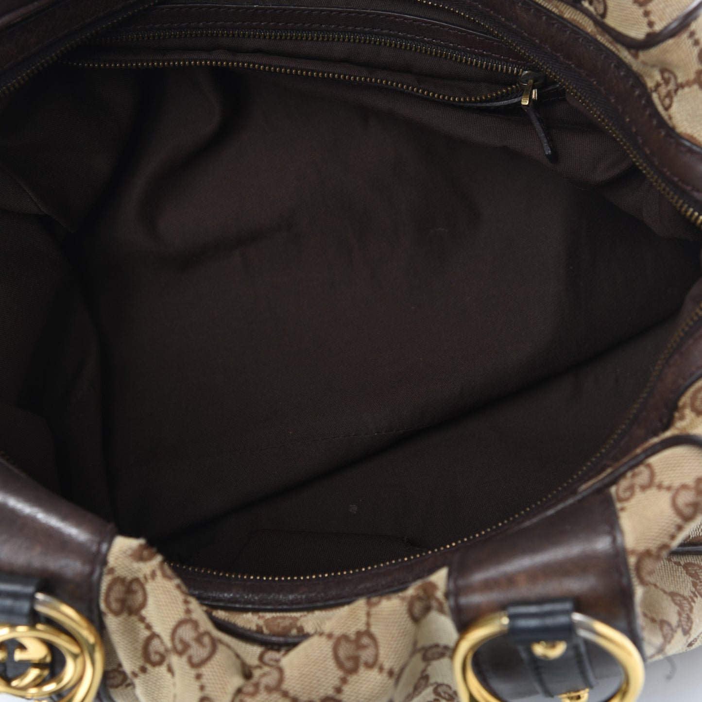 Monogram Medium Interlocking Icon Tote Dark Brown
