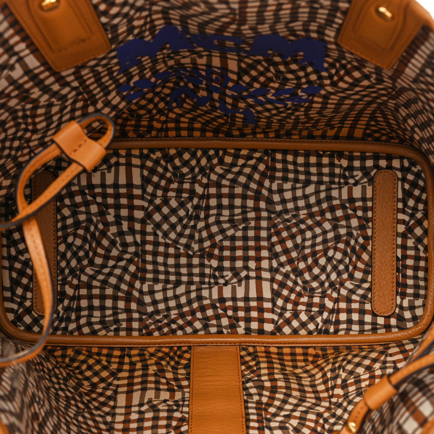 MCM Visetos Medium Liz Reversible Shopper Tote Cognac 8 of 17