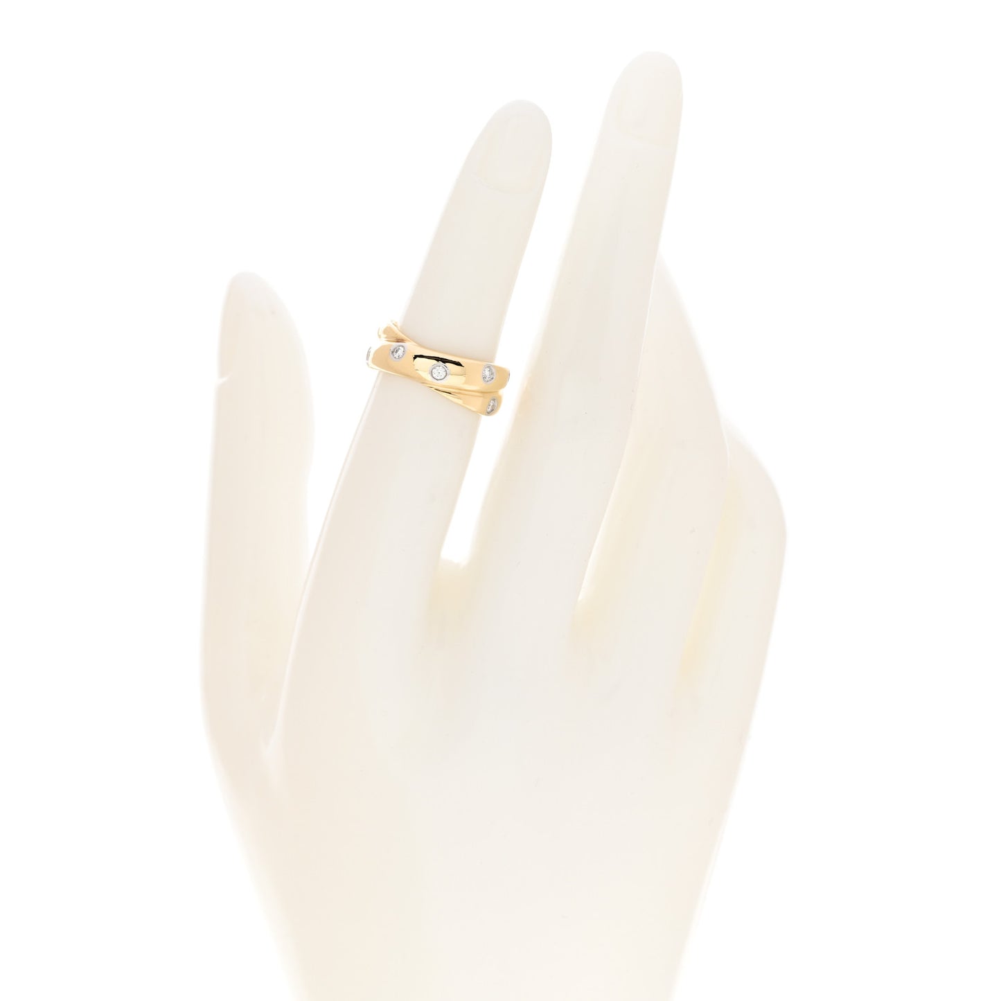18K Yellow Gold Platinum Diamond Etoile Twist Band Ring 49 5