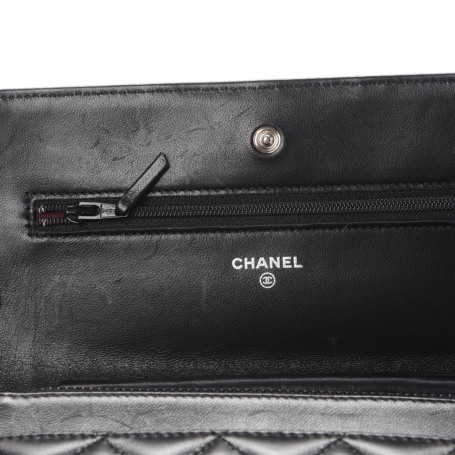 Chanel Lambskin Quilted Wallet On Chain WOC Black 10 of 15