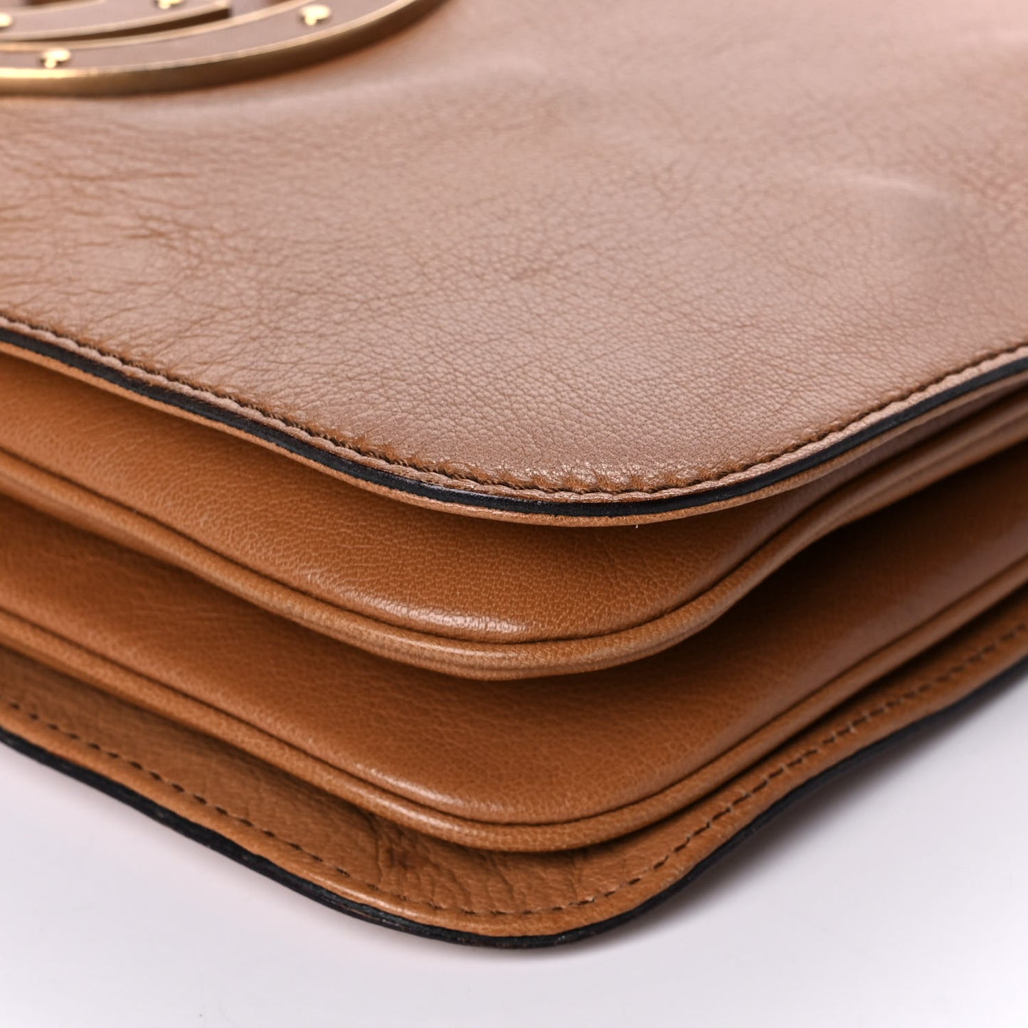 Calfskin Blondie Medium Shoulder Flap Bag Brown