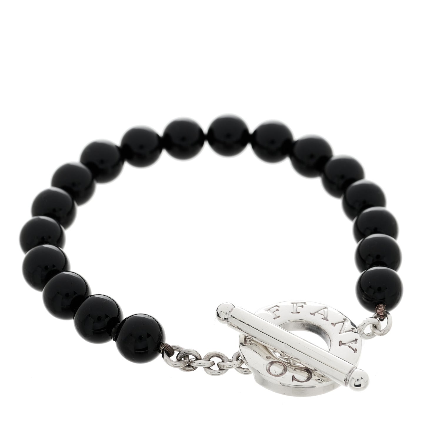 Sterling Silver Black Onyx Bead Toggle Bracelet