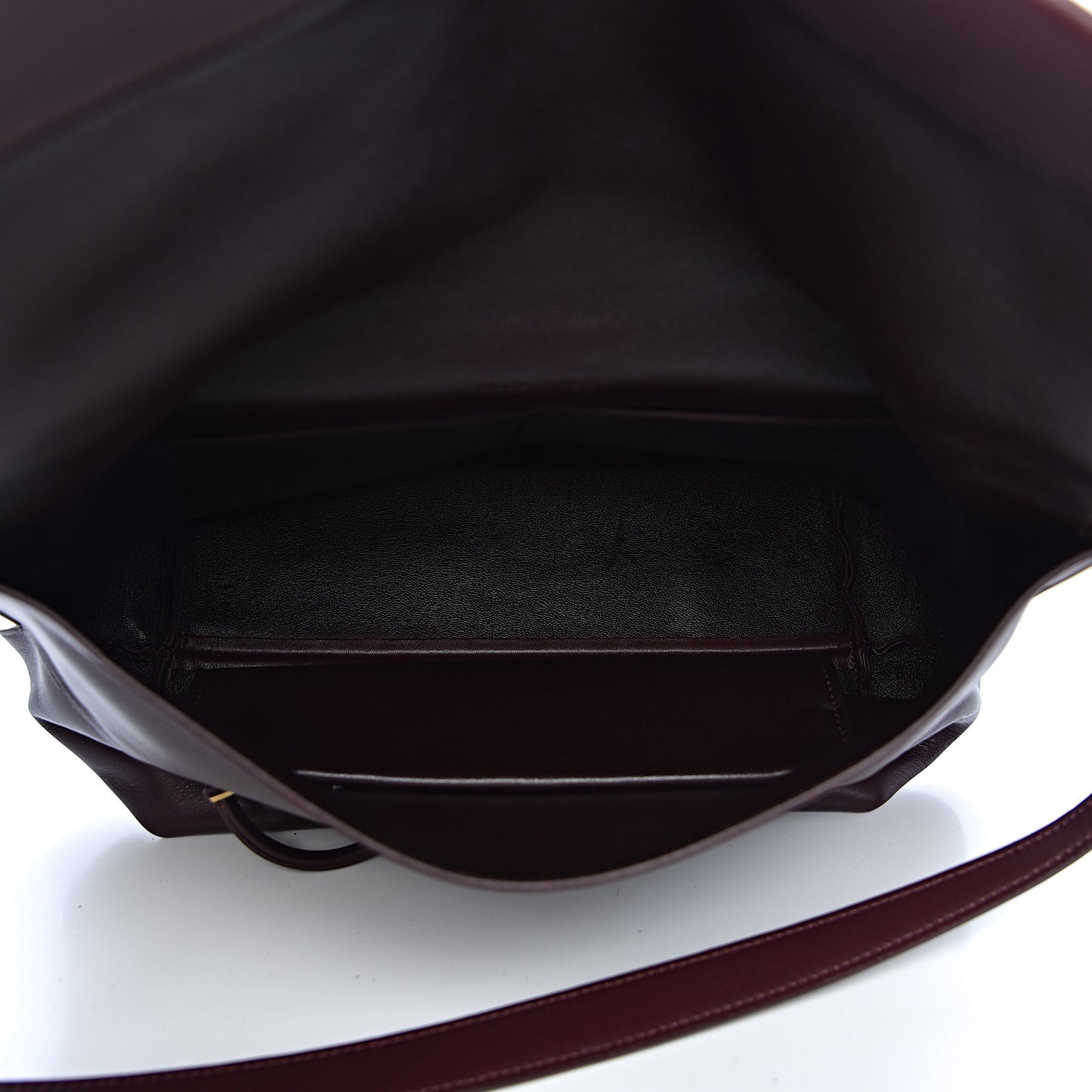 Smooth Calfskin Flap Clasp Bag Burgundy