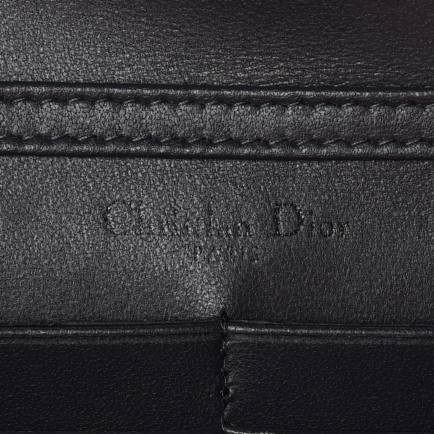 Metallic Patent Micro-Cannage Diorama Wallet on Chain Pouch Black