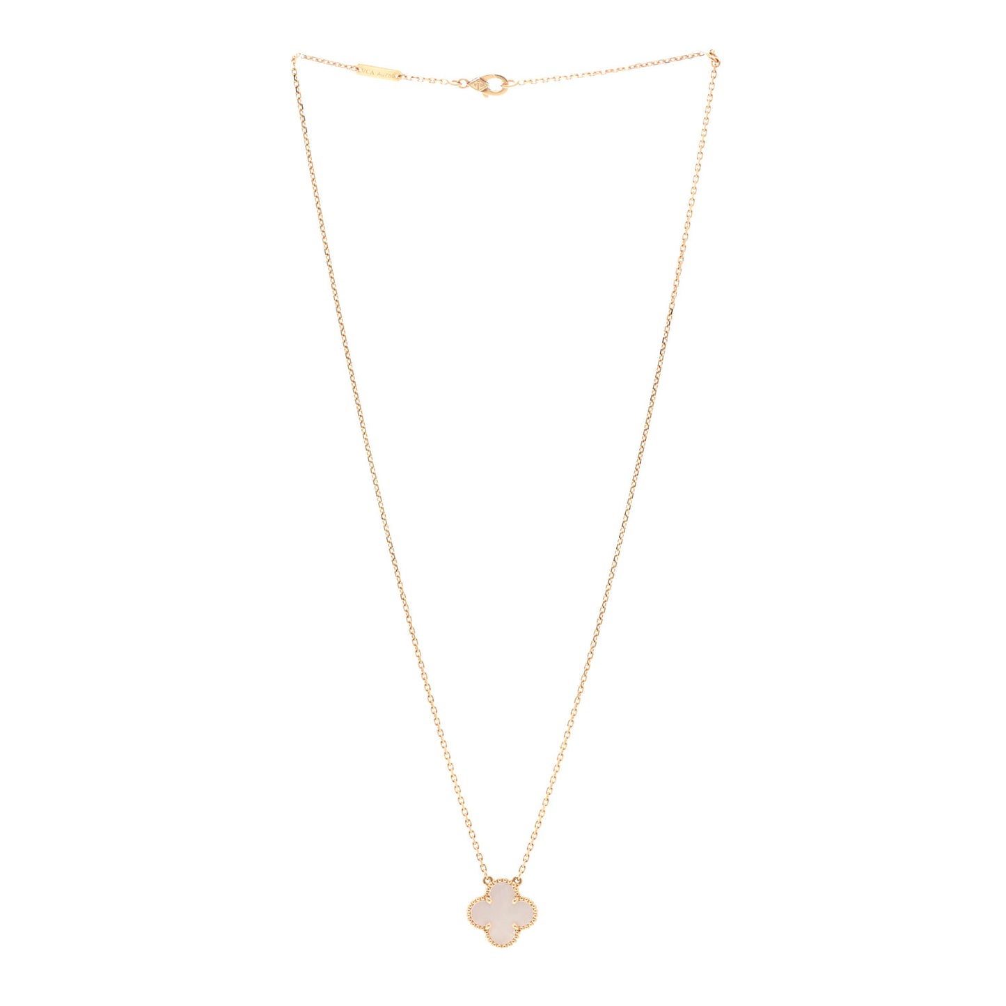 18K Yellow Gold Mother of Pearl Vintage Alhambra Pendant Necklace