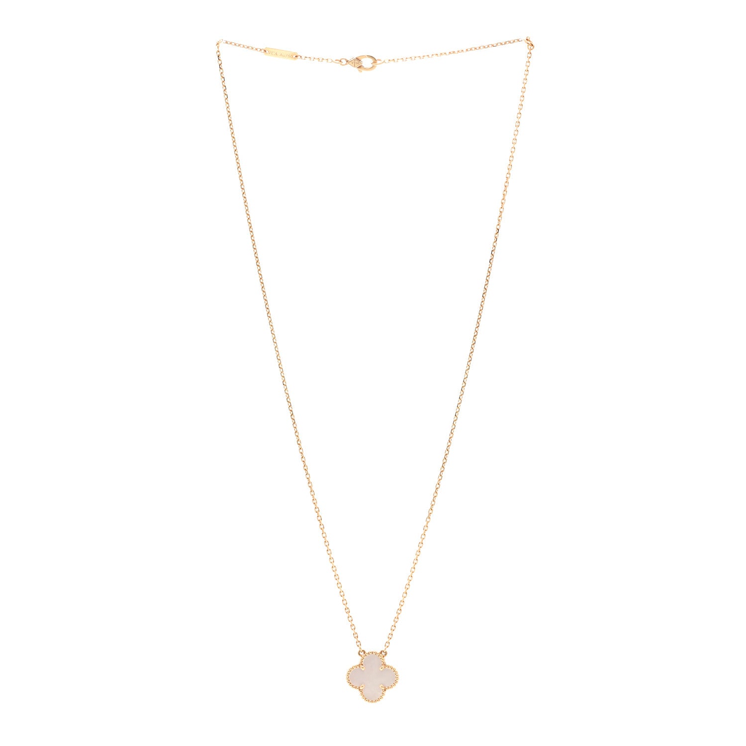 Van Cleef & Arpels 18K Yellow Gold Mother of Pearl Vintage Alhambra Pendant Necklace 3 of 5