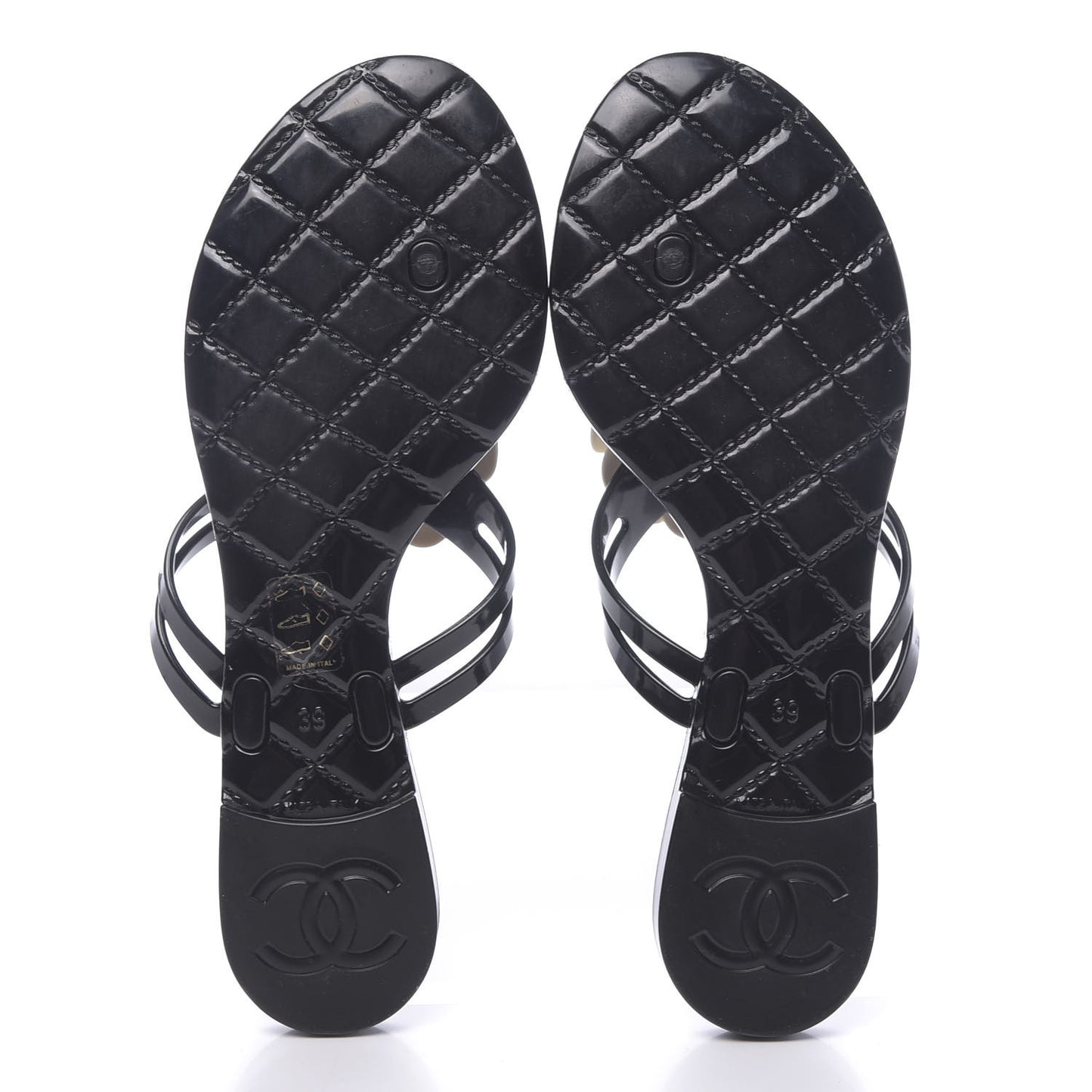 Jelly Camellia Thong Sandals 39 Black Ivory