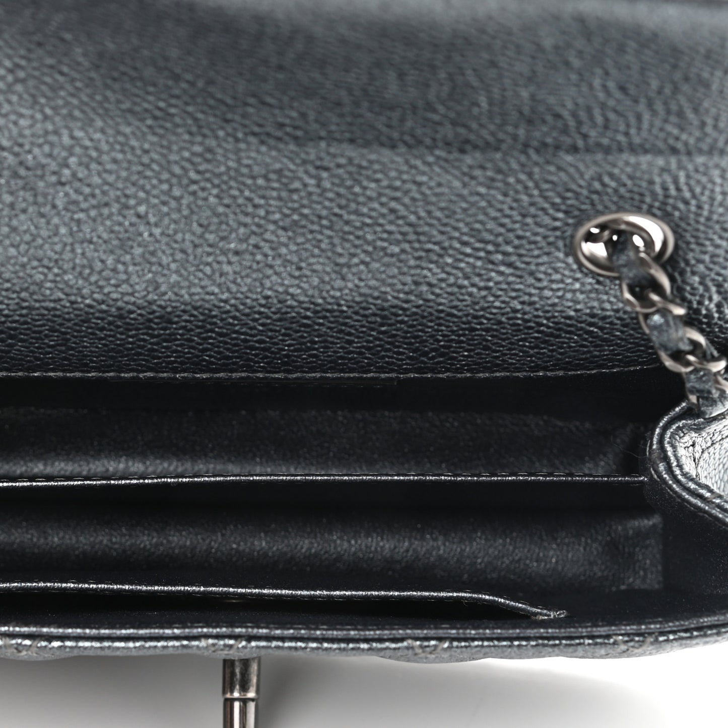 Metallic Caviar Quilted Extra Mini Flap Charcoal