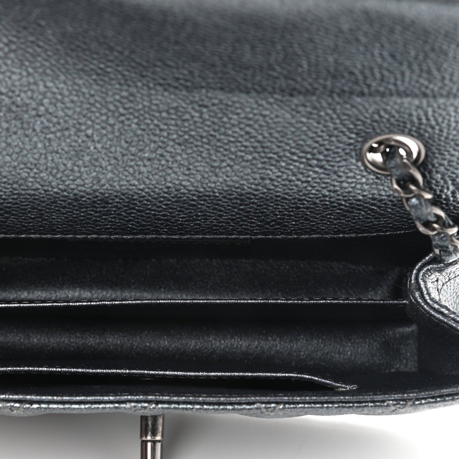 Chanel Metallic Caviar Quilted Extra Mini Flap Charcoal 5 of 11