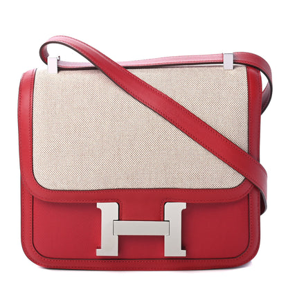 Hermes Swift Toile H Berline Constance 24 Rouge Piment Ecru 1 of 4