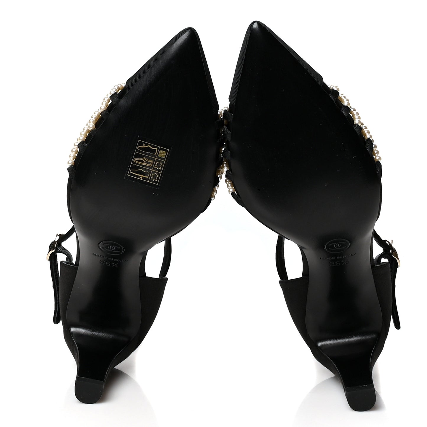 Suede Pearl Grosgrain Ankle Strap Pumps 36.5 Black