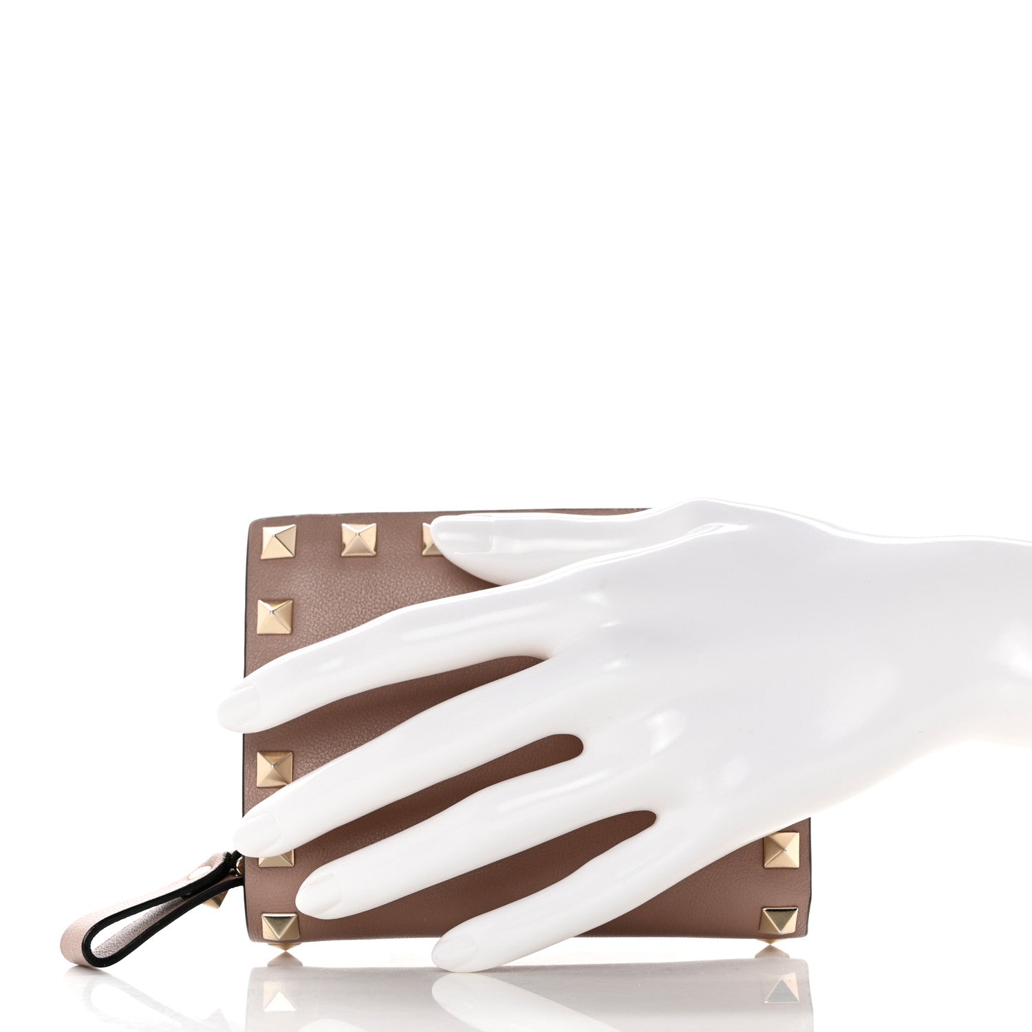 Valentino Garavani Calfskin Rockstud Compact Bi-Fold Wallet Poudre 2 of 8