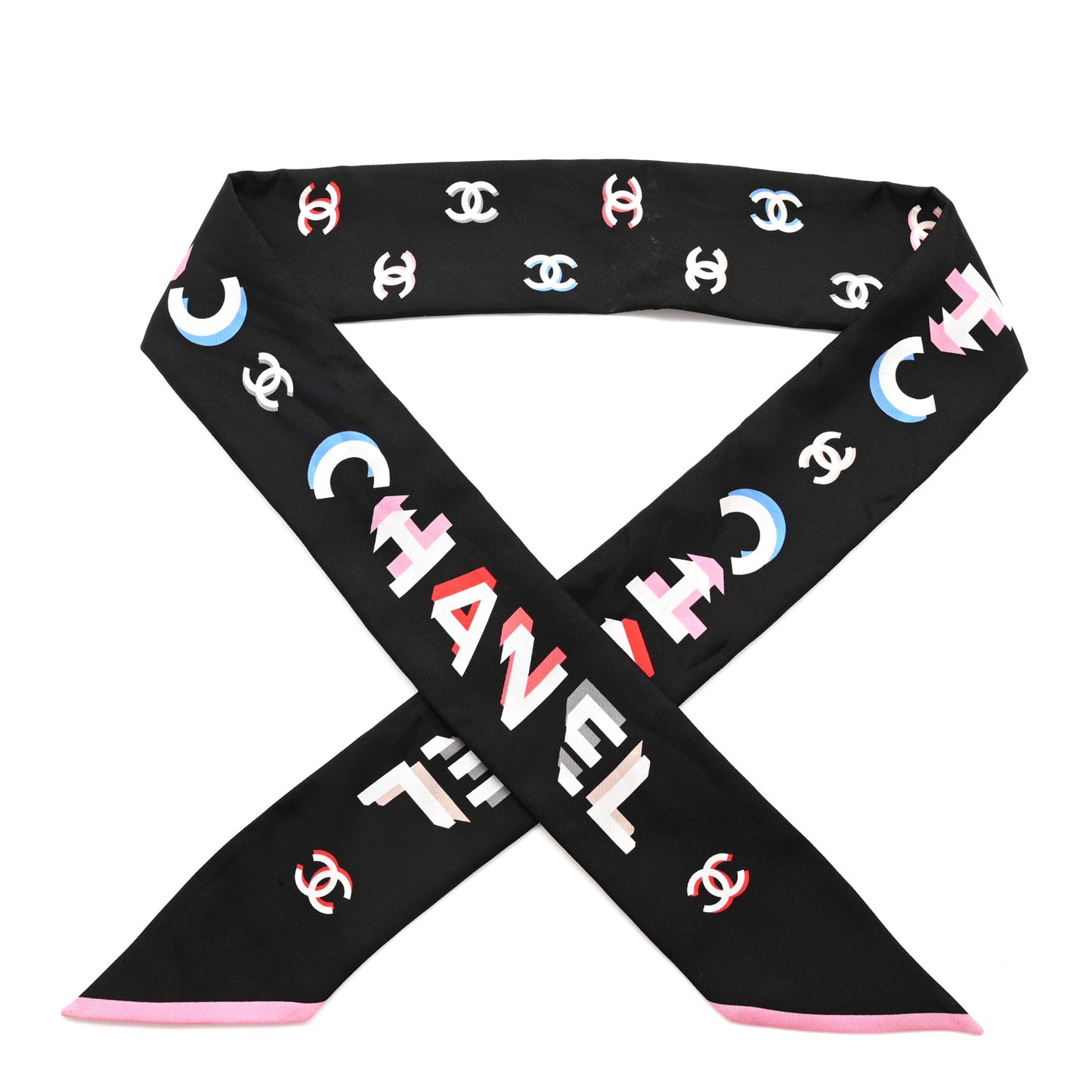 Silk CC Bandeau Scarf Black Multicolor