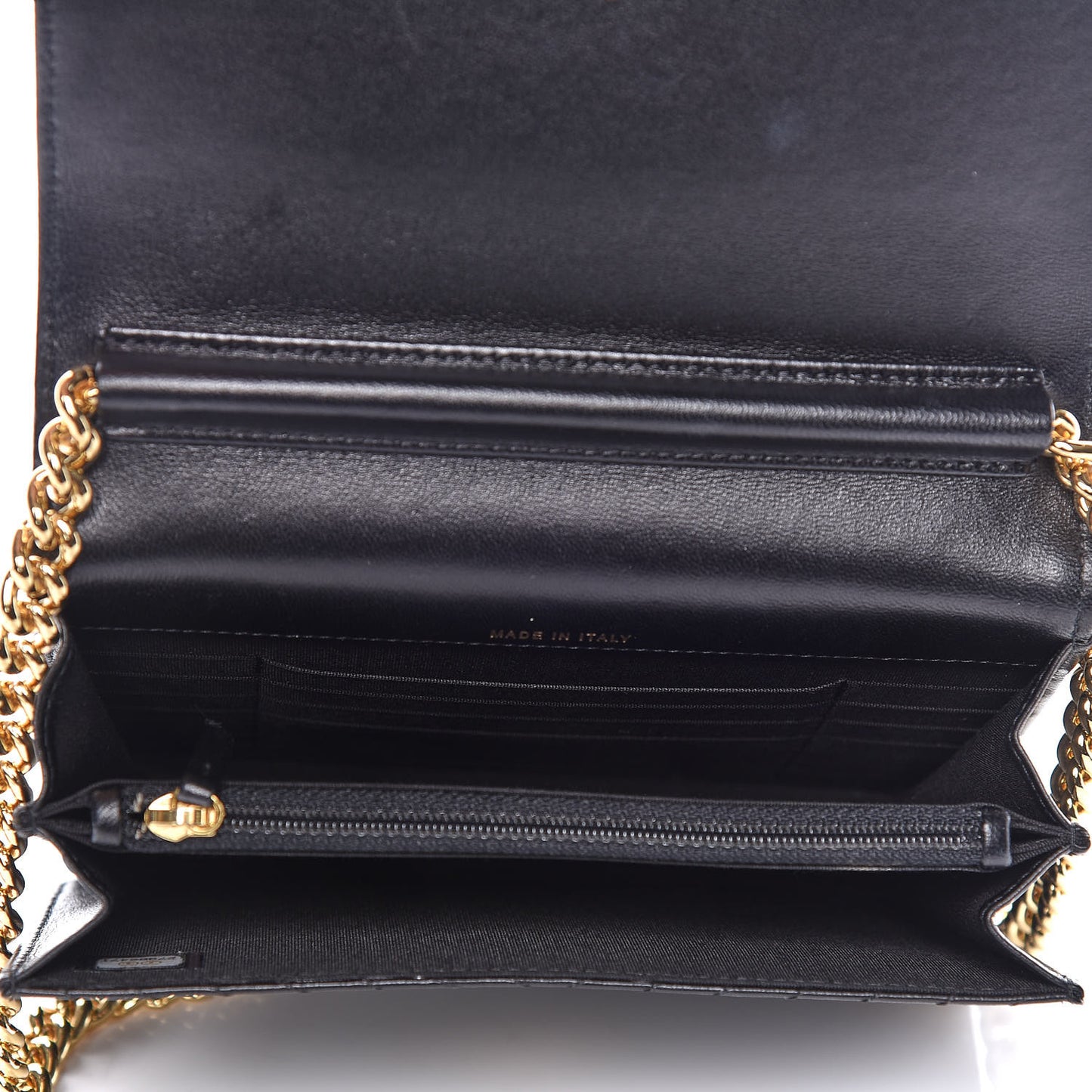 Lambskin Chevron Quilted Boy Square Wallet on Chain WOC Black