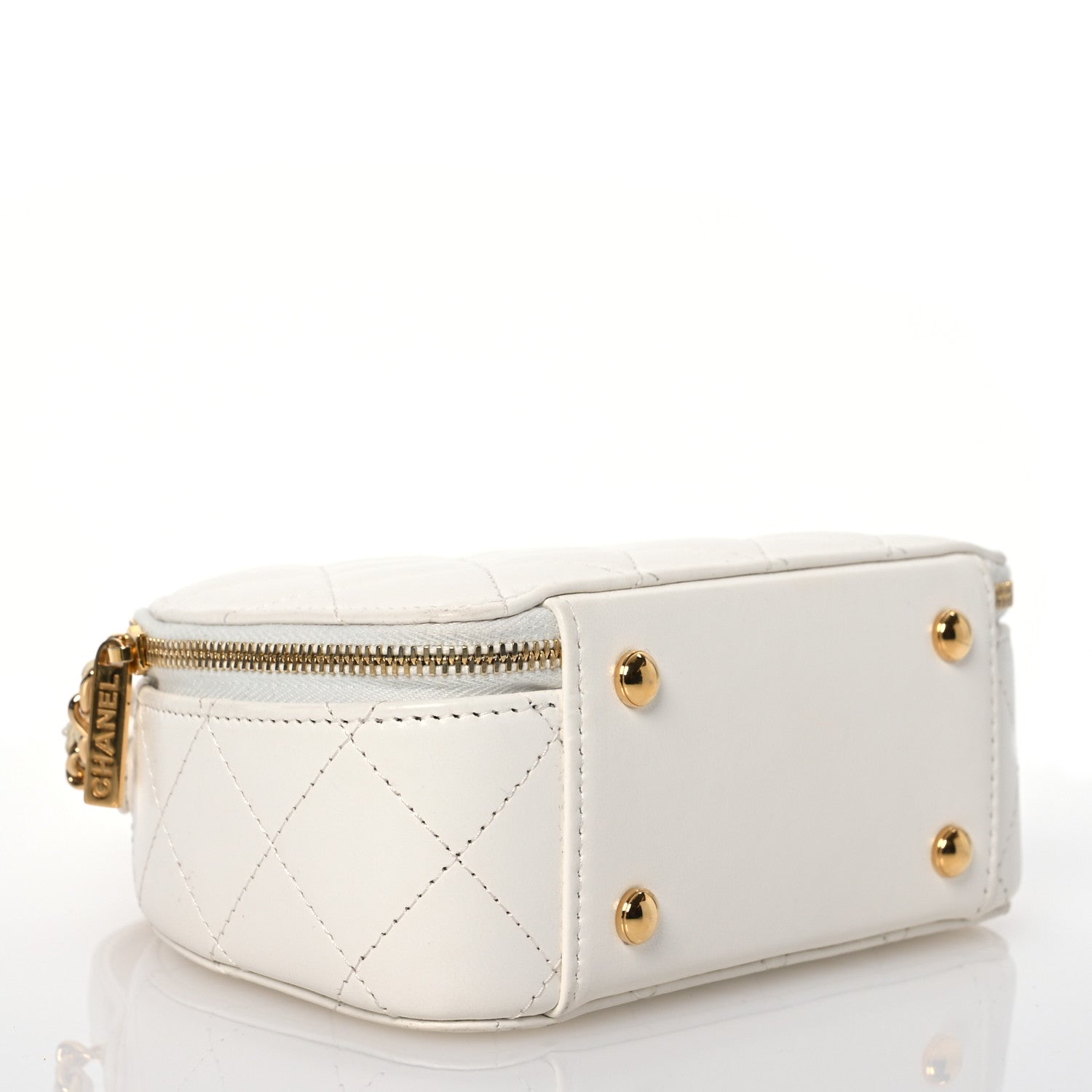 Chanel Lambskin Quilted Small Chic Riviera Top Handle Vanity Case White 4 of 15