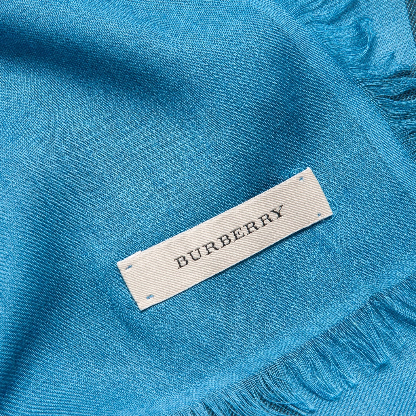 Modal Wool Check Square Scarf Blue