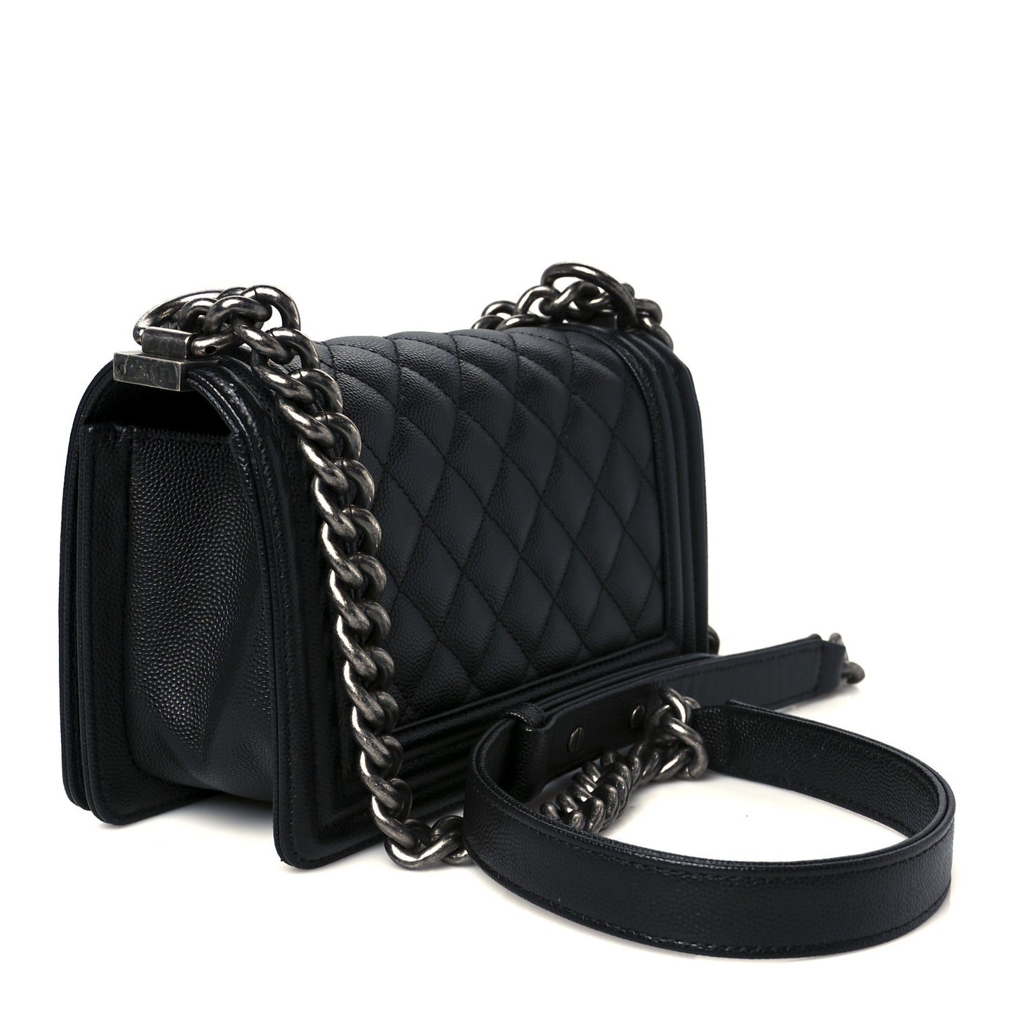 Caviar Quilted Small Boy Flap Black