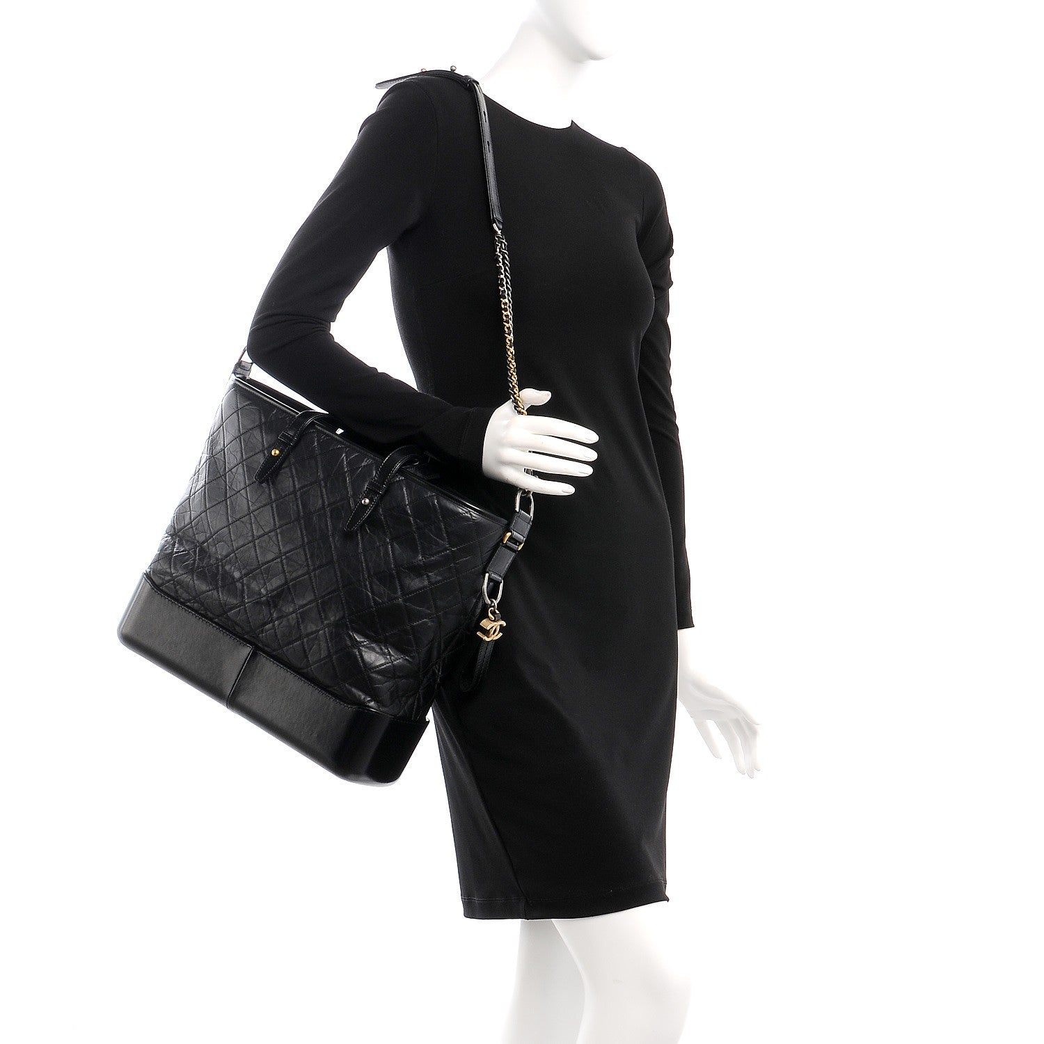 Chanel Calfskin Quilted Large Gabrielle Shopping Tote Black 2 of 8