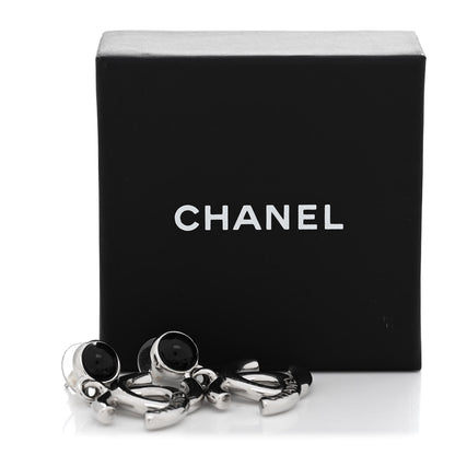Chanel Resin CC Drop Earrings Silver Black 5 of 5