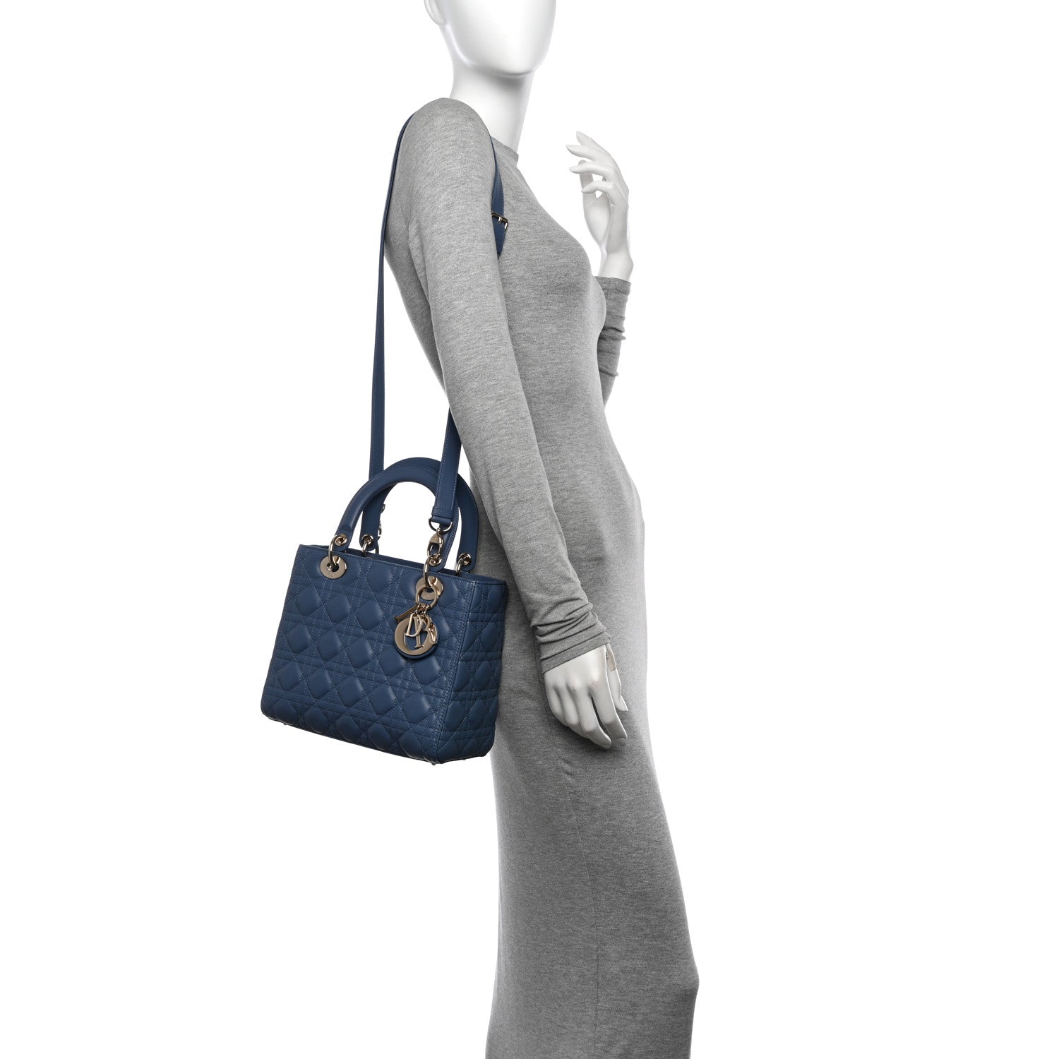 Christian Dior Lambskin Cannage Medium Lady Dior Blue 2 of 11