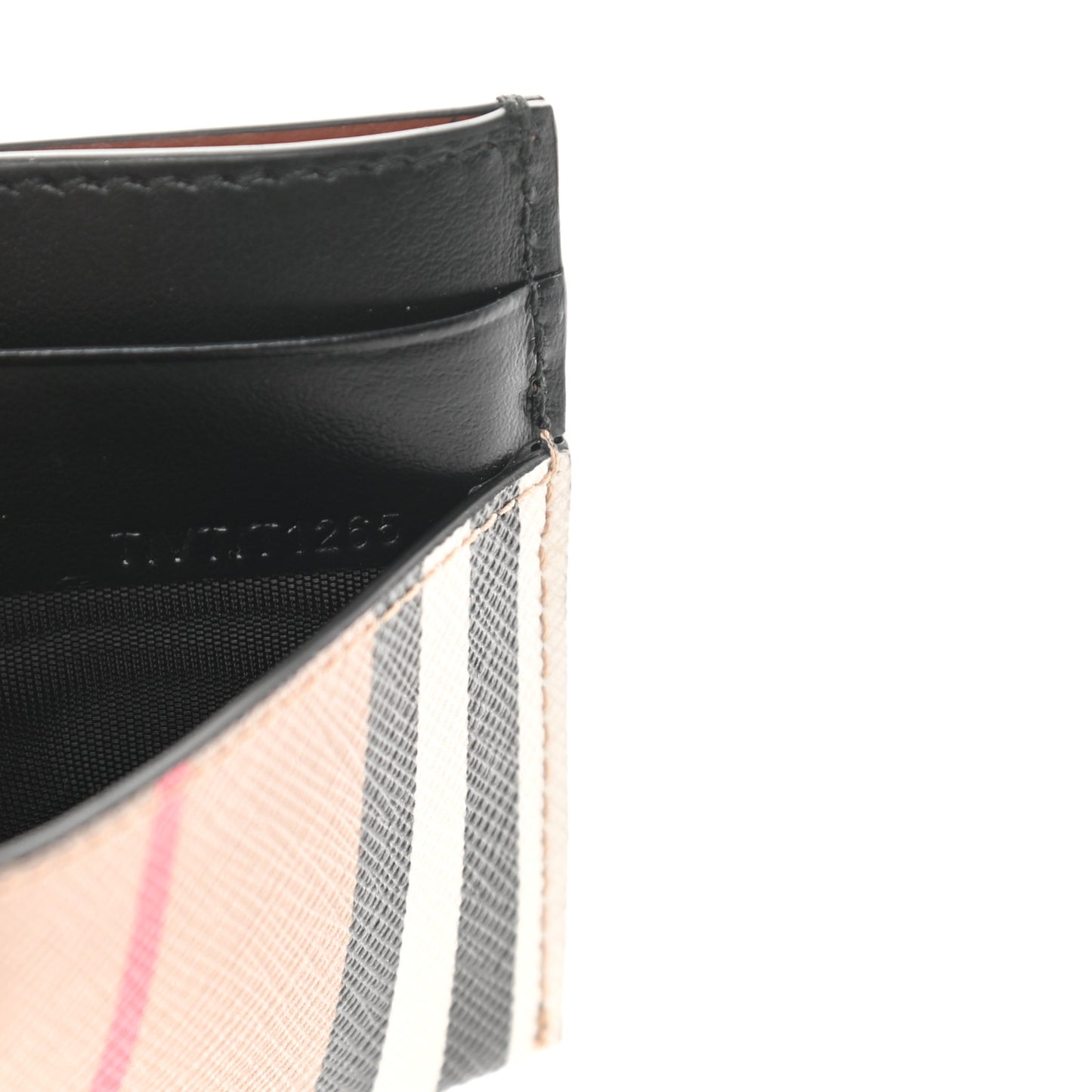 E-Canvas Calfskin Icon Stripe Card Case Archive Beige