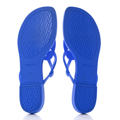 Hermes Rubber Womens Egerie Sandals 37 Bleu Outremer 5 of 9