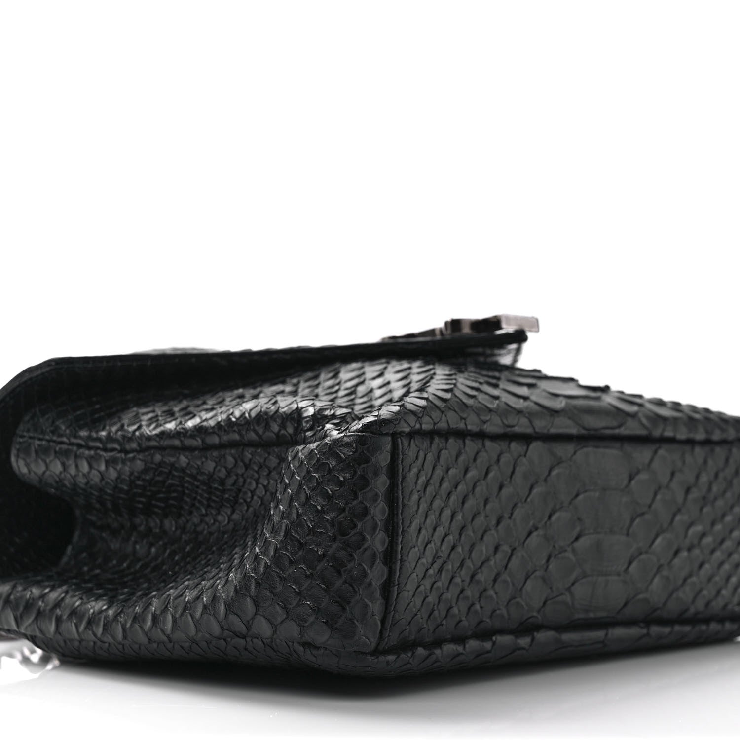 Saint Laurent Calfskin Python Embossed Monogram Medium College Bag Black 7 of 13
