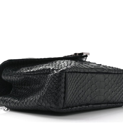 Saint Laurent Calfskin Python Embossed Monogram Medium College Bag Black 7 of 13