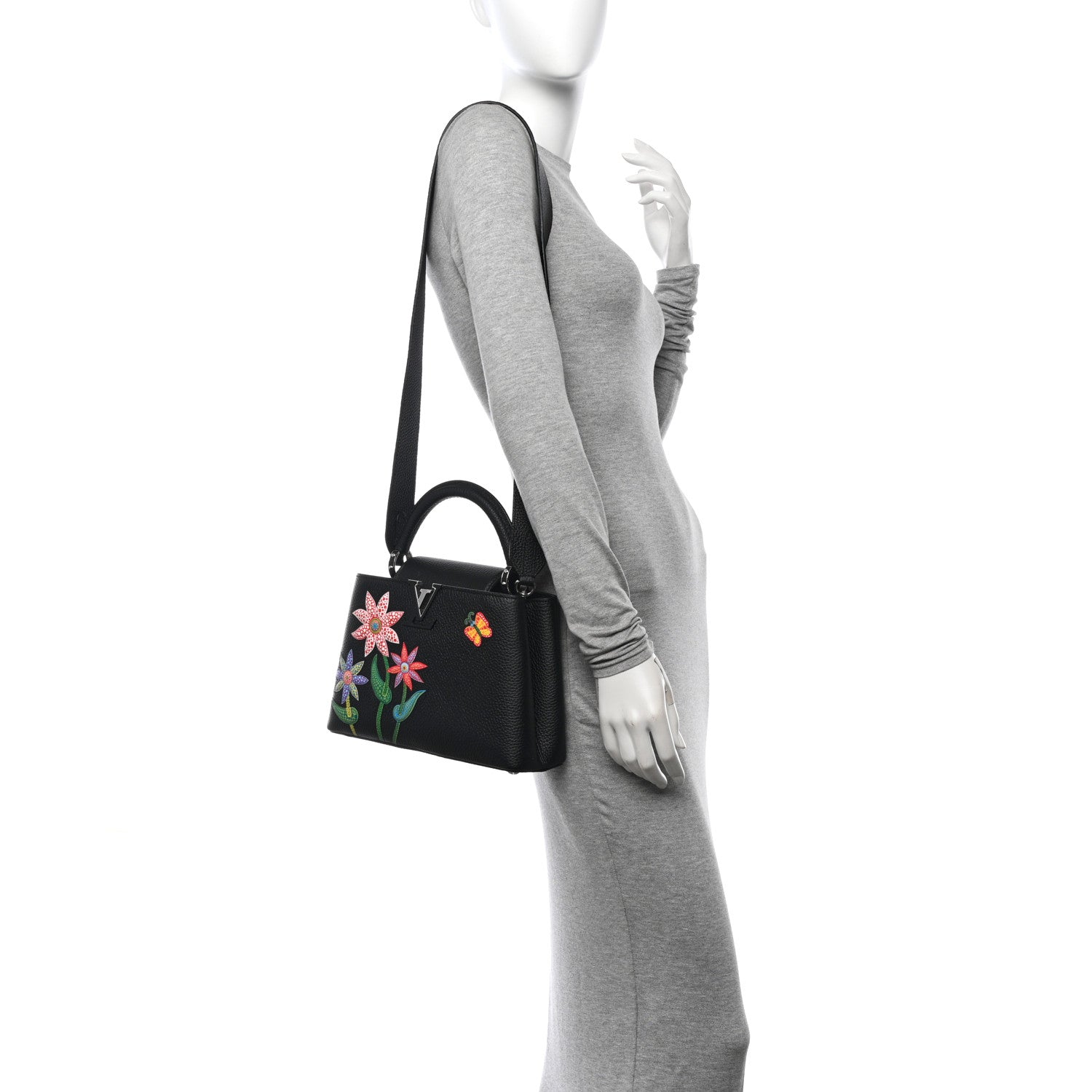 Louis Vuitton LV x YK Taurillon Flower Capucines BB Black 2 of 11