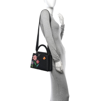 Louis Vuitton LV x YK Taurillon Flower Capucines BB Black 2 of 11