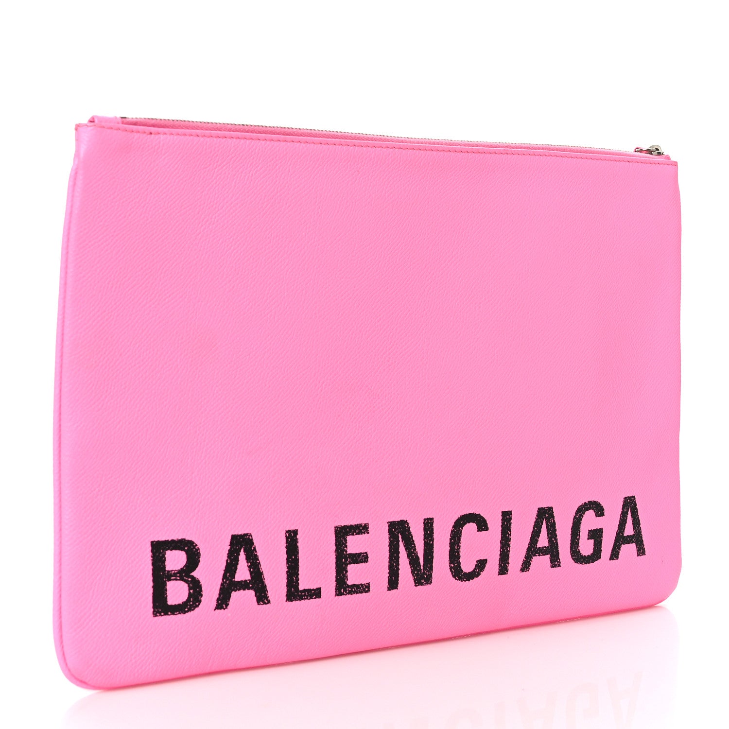 Balenciaga Calfskin Logo Large Zip Pouch Acid Pink 3 of 6