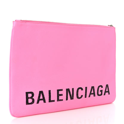Balenciaga Calfskin Logo Large Zip Pouch Acid Pink 3 of 6