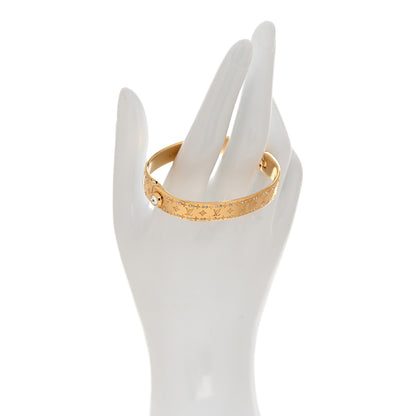 Louis Vuitton Brass Crystal Monogram Nanogram Strass Cuff S Gold 2 of 8