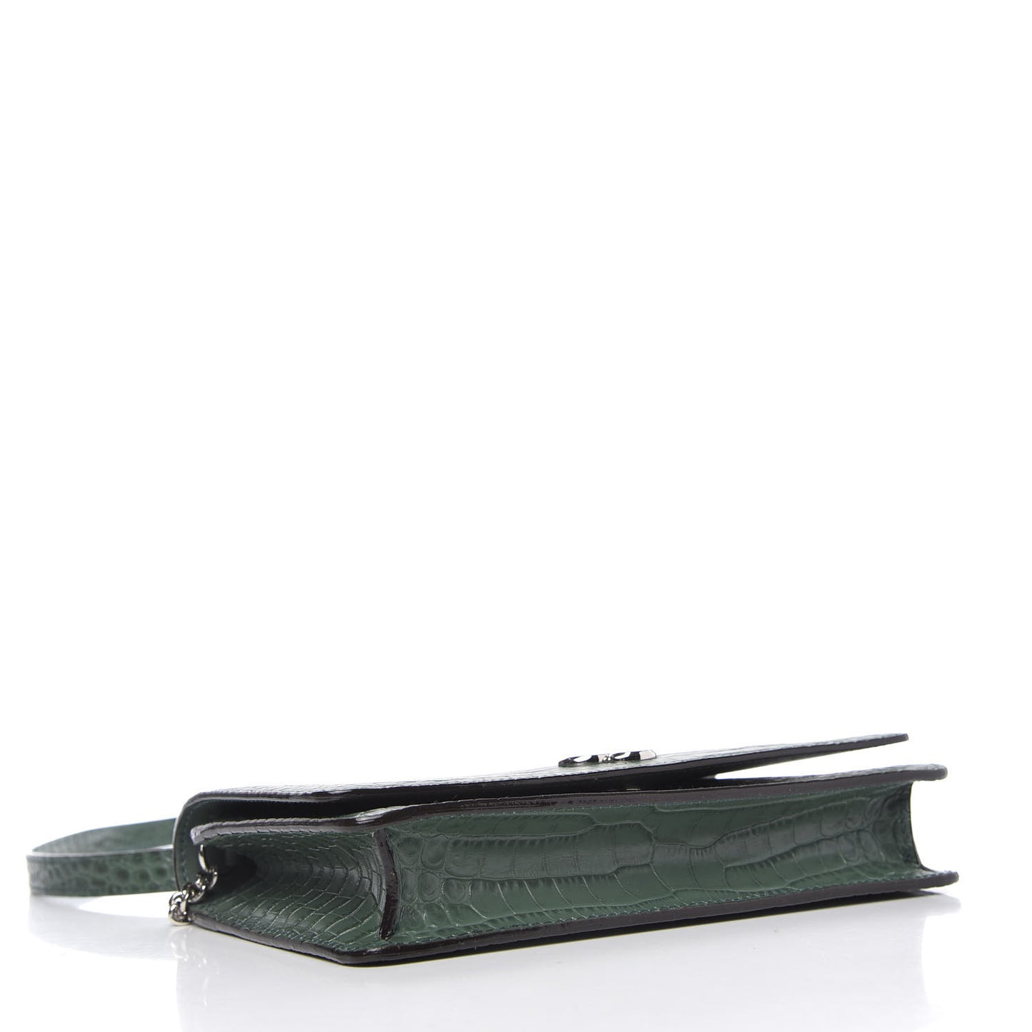 Calfskin Crocodile Embossed Palace Crossbody Green