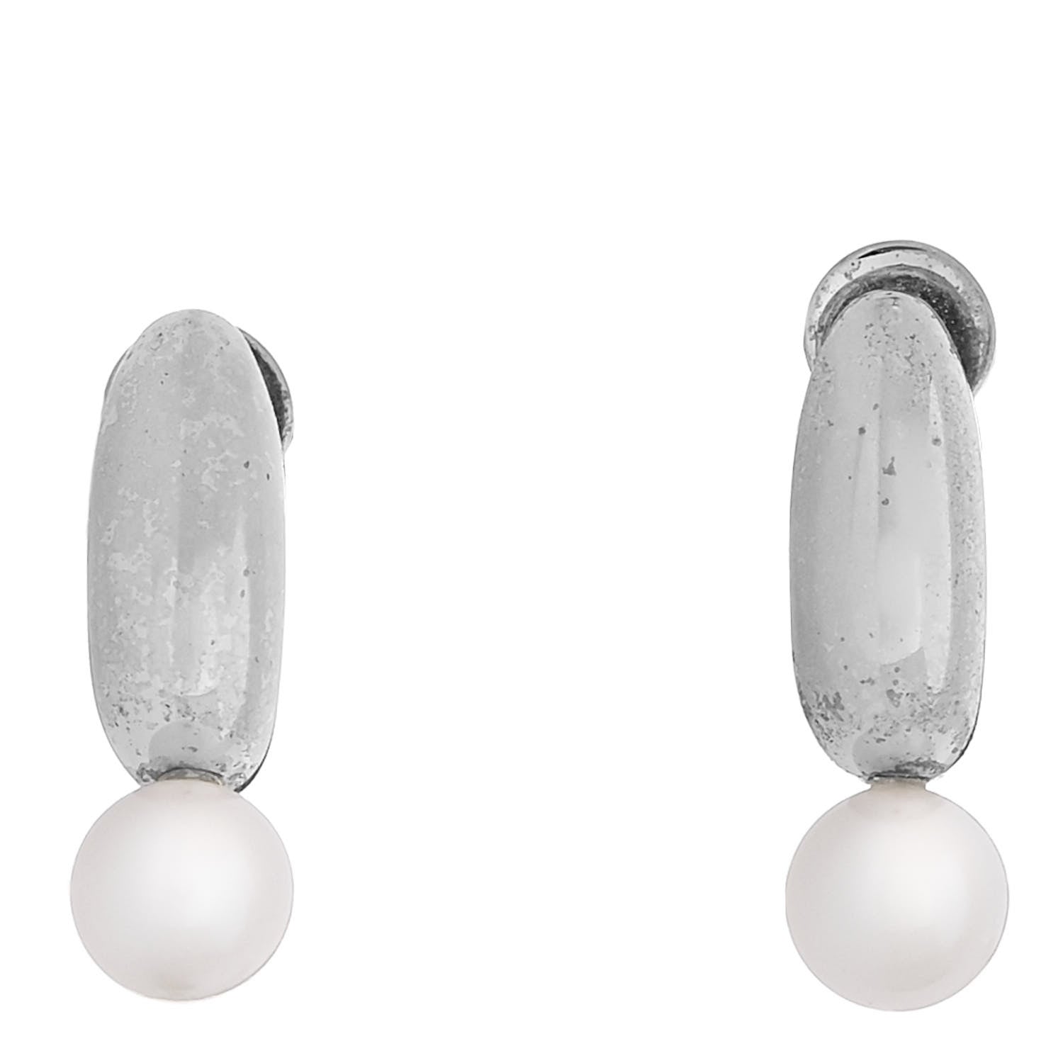 Mikimoto Sterling Silver Akoya Pearl Screw Back Earrings 1 of 5
